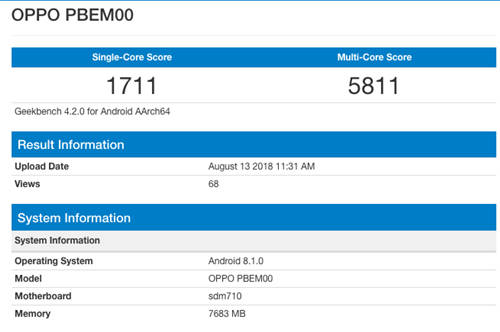 OPPO R17 Pro現(xiàn)身跑分庫 多核5811分