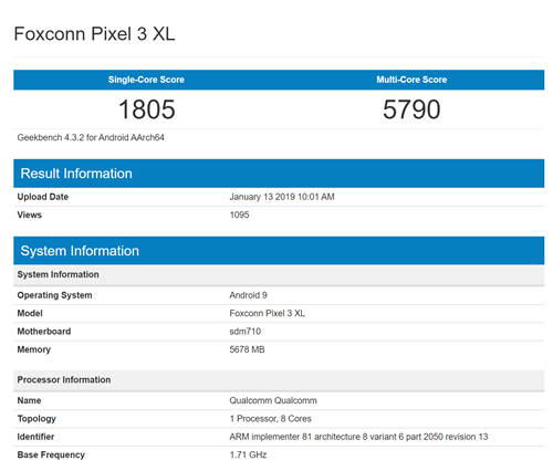 谷歌Pixel 3 Lite XL跑分多少 搭載驍龍710