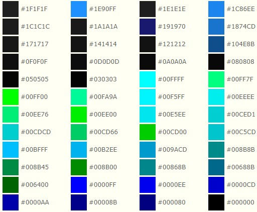 各種顏色代碼圖表大全 RGB顏色代碼對(duì)照