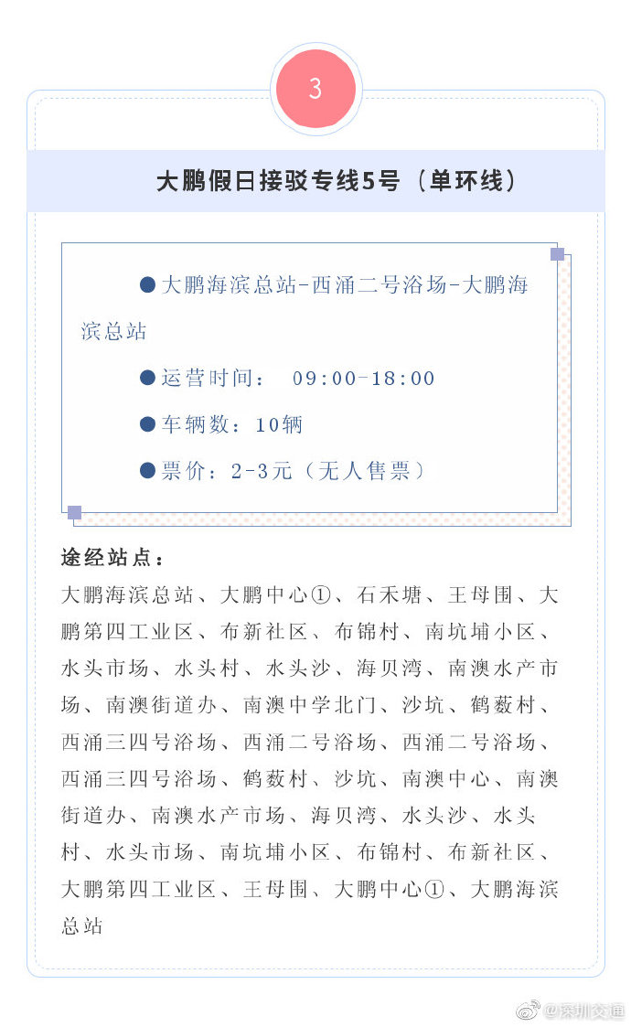 大鵬交通動(dòng)態(tài) 大鵬假日專線五一恢復(fù)運(yùn)營