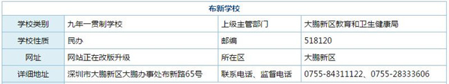 深圳大鵬新區(qū)民辦學(xué)校一覽表