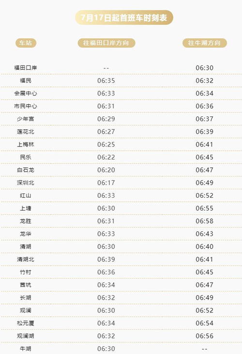 2021年7月17日起深圳地鐵4號線提早運營詳情