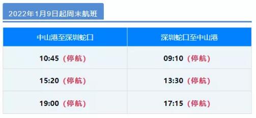 中港客運發(fā)布公告：1月9日起部分航班停航