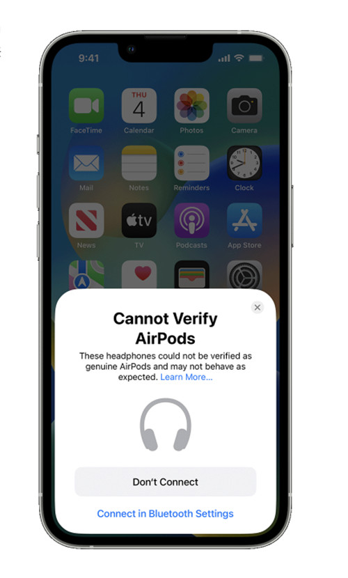 蘋(píng)果宣布 iOS 16 將檢測(cè)假冒 AirPods，iPhone 彈窗已出現(xiàn)警告