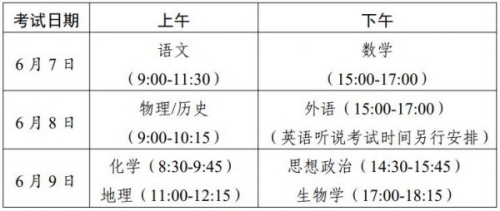 廣東2023年高考考試時間