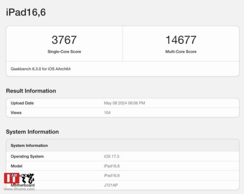 蘋果M4款iPad Pro跑分曝光：?jiǎn)魏诵阅軓?qiáng)勁，多核能力卓越